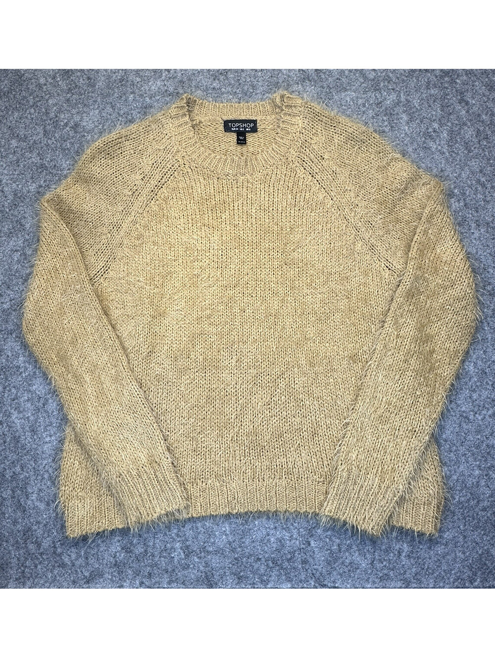 Top Shop Women's Soft Acrylic Long Sleeve Sweater, Tan, Size 2